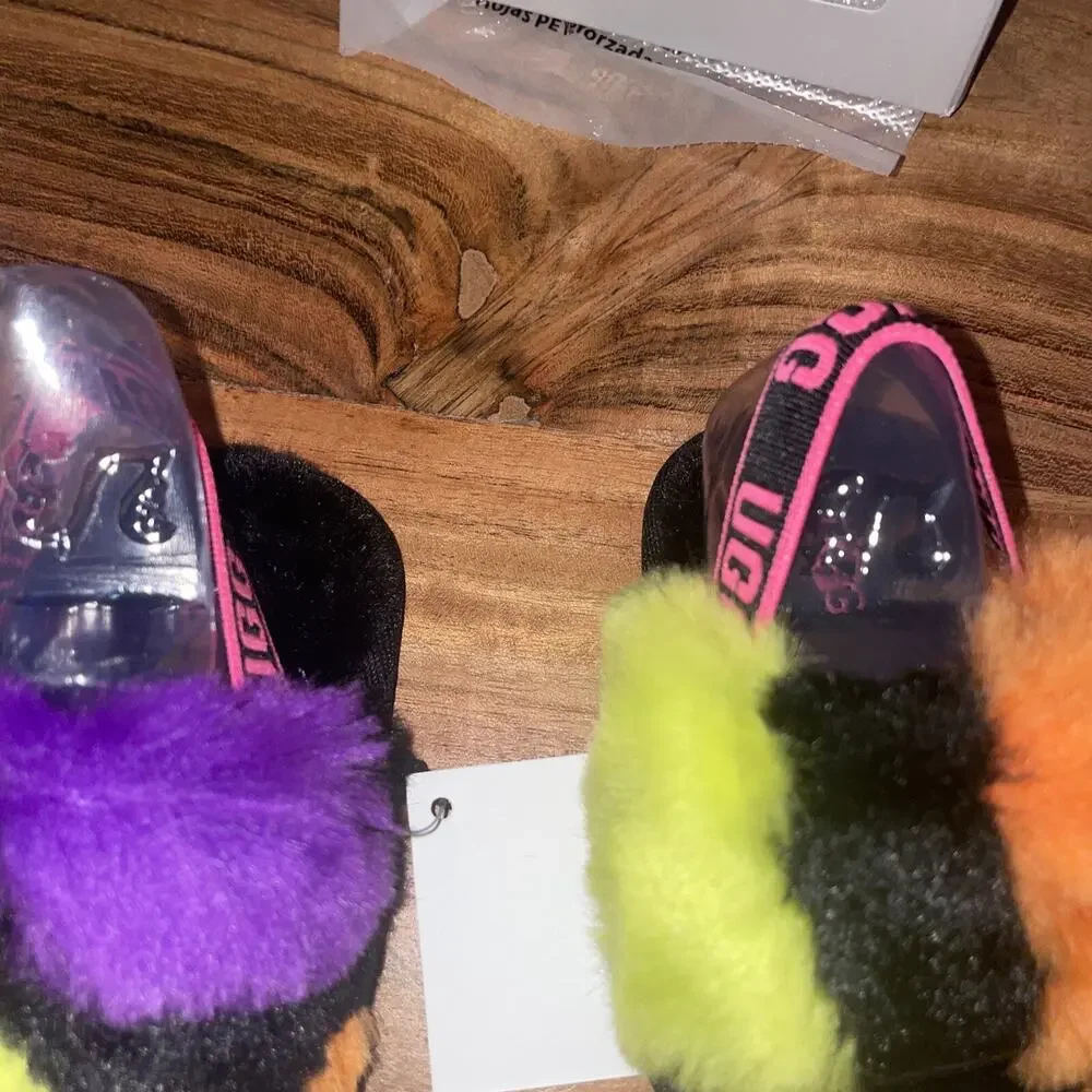 Girl's Slippers UGG Kids Fluff Yeah Party Spots 3/4 12 -18 Month (Infant)